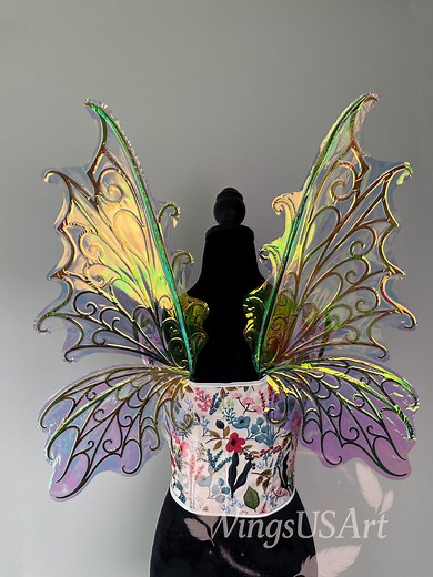 Dark Fairy Wings for Adults, Iridescent Elven Wings for Gothic Cosplay, Fantasy Events, Halloween Costume, Renaissance Festival Wings - Etsy