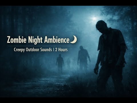 Zombie Night Ambience 🌙 Creepy Outdoor Sounds | 2 Hours