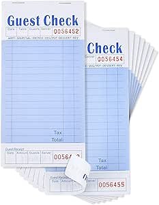 Guest Check Book, Server Note Pads and Waitress Order Pads, 50 Checks Per Book for Total 300 Guest Checks, 3.5" x 6.75" (300)