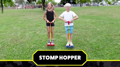 Stomp Rocket Dueling Stomp Hopper - Jump, Bounce & Squeak Foam POGO Jumper for Kids - Toddler Pogo Stick with Soft Grips & Stretchy Bands - STEM Indoor & Outdoor Toys for 3-5 Year Olds