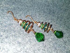 Christmas tree earrings - Wire wrap jewelry making 118