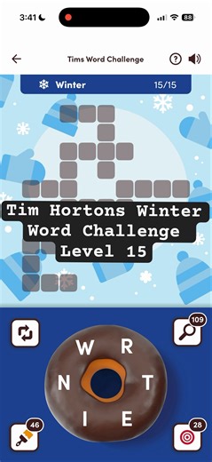 Tim Hortons Winter Word Challenge Level 15 #timhortons #games #wordchallenge #winter #canada #free