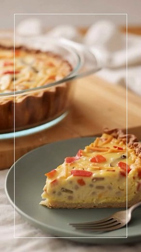 Easy Quiche A simple, cozy classic that’s perfect for breakfast, brunch, or even a light dinner—warm, cheesy, and wonderfully versatile. What You'll Need Pie crust, frozen or refrigerated (1) Eggs (6) Milk (1/2 cup) Shredded cheddar or cheddar jack cheese, divided (1 cup) Salt (3/4 teaspoon) Black pepper (1/2 teaspoon) Cooked bacon, chopped (5 slices) White mushrooms, chopped (4 small) Red bell pepper, chopped (1/2) How to Make It 1. If using a frozen pie crust, let it thaw. If using refrigerate