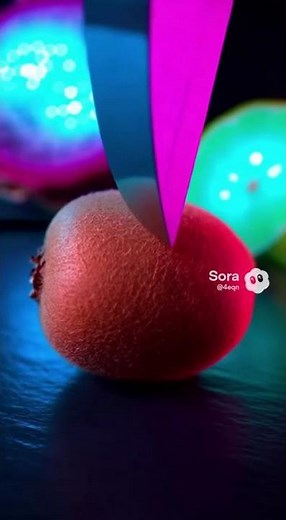 Neon 🌈 Fruits #asmrsounds Cutting ASMR 💡 | Relaxing Glow-in-the-Dark Crunch Sounds