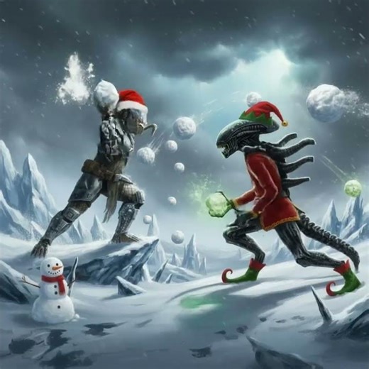 Alien vs. Predator: Holiday Edition 🎄👽#alien #predator #holidays #funny #alienvspredator