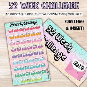 Cash Challenge 52 Week Saver - A6 PDF Printable, Budgeting Trackers, Money Challenge Bundle, Wallet Inserts, Cash Slips, Year in Envelopes - Etsy