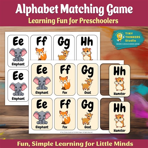 Animal Alphabet Matching Game Printable – Tiny Thinkers Preschool Letter Recognition & Early Literacy Cards - Etsy