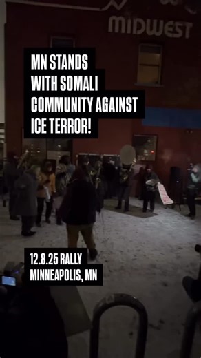 Vote In Or Out 🇺🇸 on Instagram: "Minnesota communities are uniting in support of their Somali neighbors against ICE actions. A large coalition of organizations gathered in the Cedar-Riverside neighborhood to express solidarity and readiness to defend against what they describe as "Trump’s attacks." The rally emphasized a strong stance against ICE, with chants like "Say it once, say it twice! We will not put up with ICE!" This event highlights the ongoing efforts to protect immigrant communitie