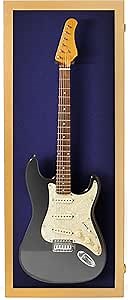 PENNZONI Electric Guitar Display Case - Acrylic Electric Guitar Case - Guitar Display Case Wall Mount, Guitar Wall Case Made from Hardwood Frame & Clear Acrylic | Golden Oak w/Blue Felt