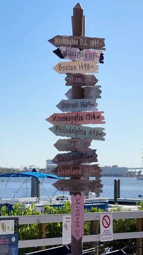 Where’s your journey to Pink Shell starting from? 🧭 Our marina sign points the way from cities near and far! Share your hometown in the comments and let’s see who’s traveling the furthest for their beach getaway. Can’t wait to welcome you! #PinkShellTravel #BeachBound 🌴🚗 | Pink Shell Beach Resort & Marina