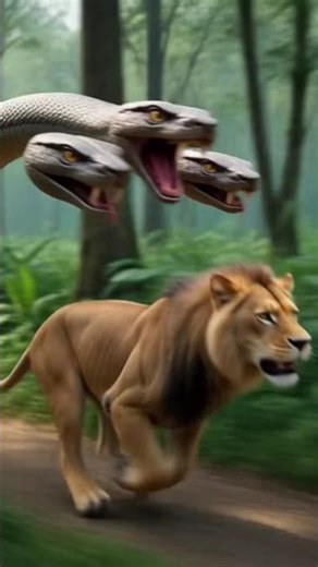 three head snake and lion