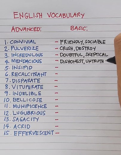 352K views · 4.7K reactions | English vocabulary: advanced vs basic: convivial #fblifestyle #educational | Tim Tim TV | Facebook