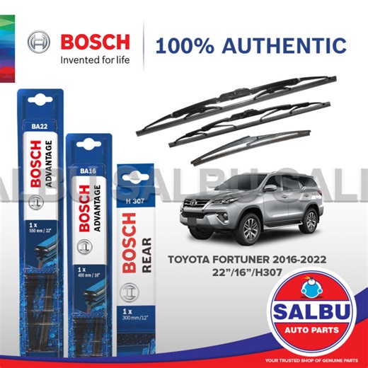 BOSCH Advantage Wiper Blade Bundle for TOYOTA Fortuner 2016-2022 (22"/16"/H307 12") | Lazada PH
