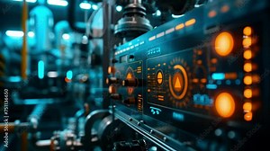 A closeup of a machinery control panel with AR markers and labels visible illustrating how the technology can enhance understanding and operation of complex equipment.