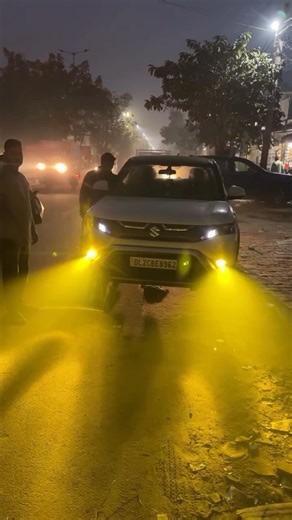 brezza Projector fog light ON | Night road test 🚗 #shorts#nightdrive#ledfoglight#projectorfoglight
