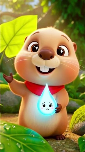 🐾 Baby Beaver Finds a Lost Raindrop! | Cute 3D Animation for Kids #cartoon #funny #cute