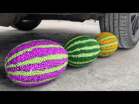 Funny Crushing Experiment Foam Beads Watermelon vs Car | Crushing Crunchy & Soft Things with Car!