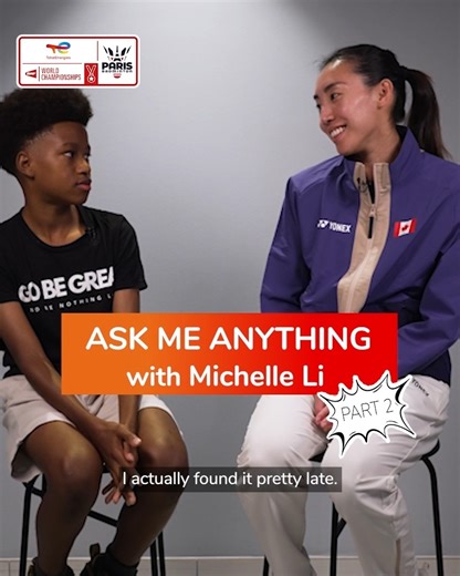 2.5K reactions · 71 shares | Kids ask the best questions and Michelle Li  is in the hot seat. Get ready for lots of fun and smiles!  #TotalEnergiesxBadminton #AskMeAnything | BWF — Badminton World Federation | Facebook