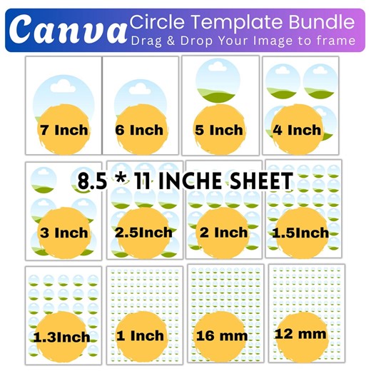 Circle Template Bundle, Circle Template Svg, Multipurpose Labels Template, Canva Editable, Circle Sticker, Round Label Template Png - Etsy