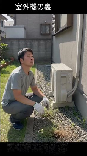 【名東区高針】草取りをしていたら｜室外機内部のアシナガバチ調査