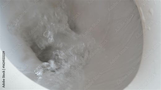 Close-up video of a toilet being flushed, showing swirling water motion inside the bowl, highlighting sanitation and plumbing function.