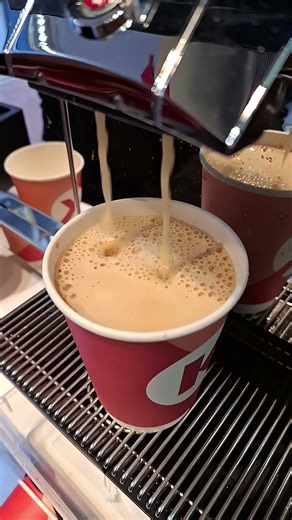 Breakfst Time American Caffe+Latte With Fried Shrimp+ Sesame Black Ball #hongkong #food #chinafood