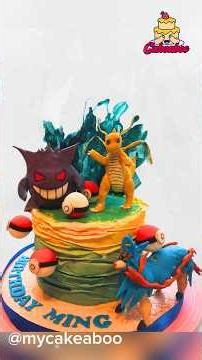 Epic Pokémon Birthday Cake – Gengar, Dragonite & Pokéballs ⚡️🎂 #birthdaycake #cakeaboo #cakeart #cak