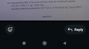 16) Calculate the EMF of the given cell also write the overall ... | Filo