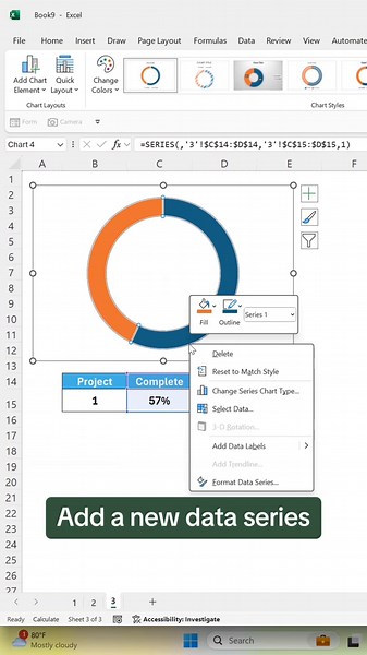 How to create a fancy donut chart in Excel. 🍩 #excel #exceltips #charts #spreadsheets #corporate