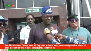 Edo APC Chairmo, Tenebe meet wit Dep. Gov, Idahosa, Neda, Omosede Igbinedion ahead of di by-election for Ovia federal constituency tomorrow 16 Make una nor forget to like and share and also leave your comments for our comment box below👇👇👇👇 TMC TV Radio Purely Pidgin #TMCTV #tmctvnews #EdoState | TMC TV