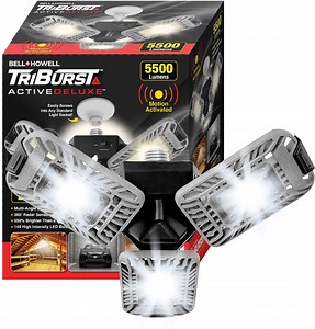 Bell Howell TriBurst Garage Light 144 LED Bulb 5500 Lumens Ceiling Socket Motion Sensor 4000K 60W