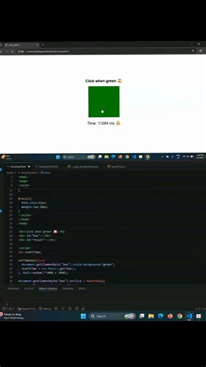 Build a Reaction Time Game in 60 Secs! ⚡💻 #viral #trending #coding #shorts |