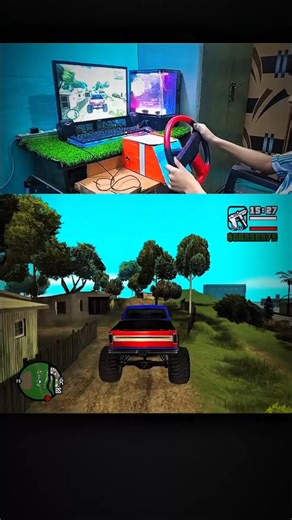 Peaceful GTA SA Drive with Homemade Steering Wheel 🚗✨ #ytshorts #gaming #gta