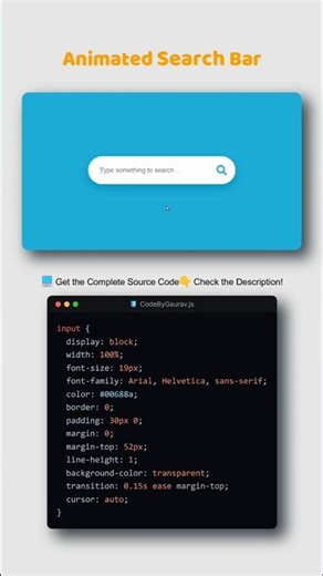 Animated Search Bar 🔍 | HTML CSS & JavaScript #shorts
