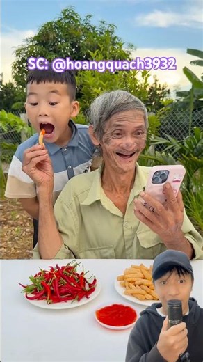 Older sibling gets pranked by grandpa with spicy chili haha‼️😂 #shorts #viralvideo