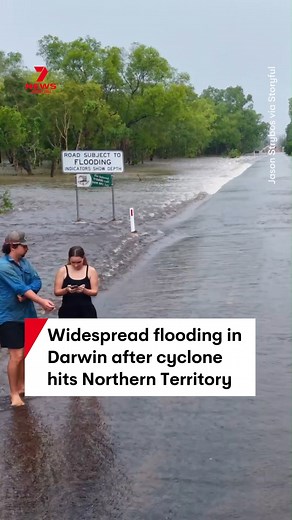 104K views · 722 reactions | Widespread flooding is drenching Darwin after Tropical Cyclone Fina battered the city over the weekend. Residents are being urged to not drive through floodwaters and to stay away from fallen powerlines, as a massive clean-up begins in the Northern Territory capital. #darwin #tcfina #cyclone #tropicalcyclone #northernterritory | 7NEWS Sydney | Facebook