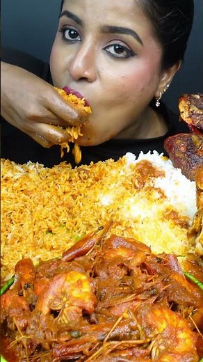 ASMR Eating Spicy Prawn Masala,Crab Fry,Fish Curry Masala,Rice Seafood Big Bites ASMR Eating Mukbang