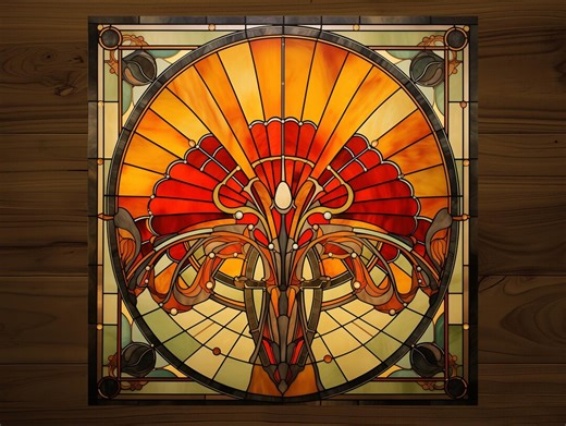 Art Nouveau Faux Stained Glass Tile: Art Decor Glossy Ceramic Renovation Project | Coaster - Etsy