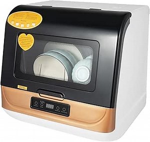 5-Liter Compact Portable Countertop Dishwashers, 360° Streak-Free Deep Cleaning Portable Dishwashers with 4 Wash Programs Display Automatic Dishwashing,4-6 households Counter Top Dishwasher
