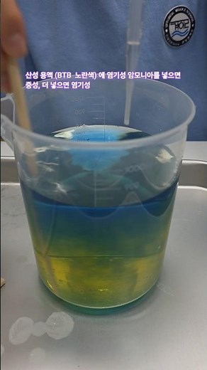 산성용액에 염기를 넣어서 중성, 더 넣으면 염기성 ㅡ 중화반응 관찰