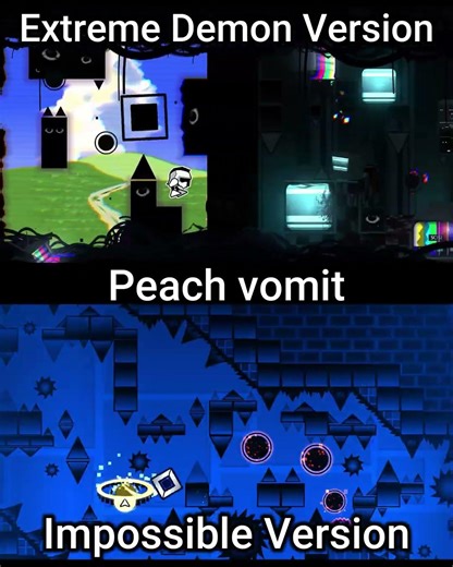 Peach vomit: Extreme demon version VS Impossible ver #geometrydash #gd #gaming #edit #gameplay