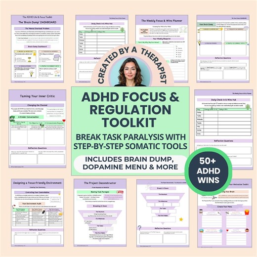 ADHD Workbook Bundle: Executive Function Toolkit for Adults, Neuro-affirming Tools (fillable PDF) - Etsy