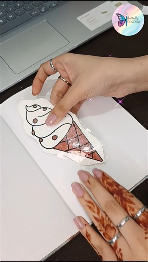 EASY DIY Stickers with Paper & Tape 🍦| No Printer Needed! #trending #art #shorts