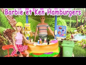 Barbie et Ken Histoire Poupées Vendeur de Hamburgers