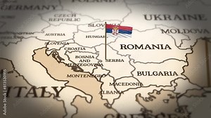 Serbia flag showing on world map with 3d rendering