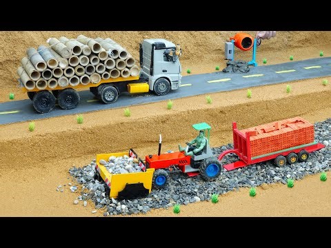 Mini Tractor Science Project | heavy truck stuck in sand pit construction and road repair