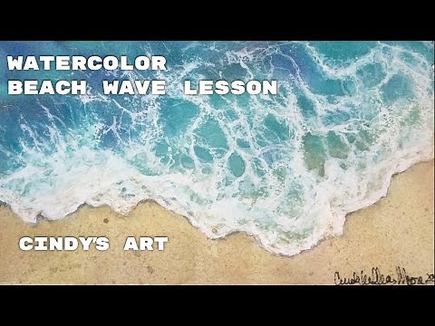 Watercolor Beach Wave Lesson | Easy Ocean Watercolor | Easy Waves Cindy's Art