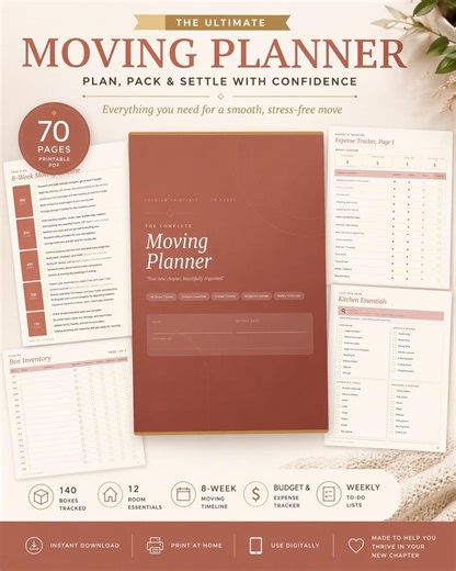 Moving Planner Printable, Moving Binder PDF, Relocation Planner, Moving Checklist, Packing Checklist, New Home Planner, Moving Organizer - Etsy