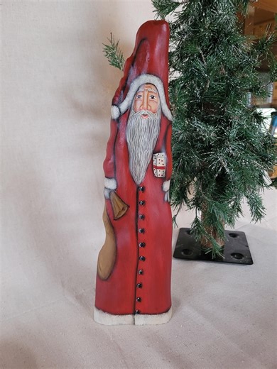 12 1/2" Santa Claus Cypress Knee Figurine Hand-painted - Toy Bag & Letter - Etsy