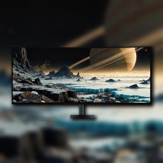 Alien Planet Wallpaper | Frozen Sci Fi Mountains & Ringed World | Gaming Wallpaper | Digital Download - Etsy